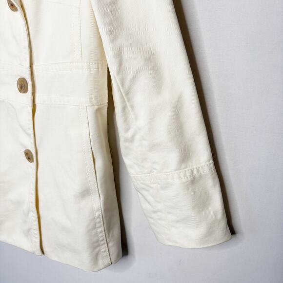 Ann Taylor‎ Pea Coat Size M Soft White Cotton Double Breasted Classic Y2K - Picture 4 of 11